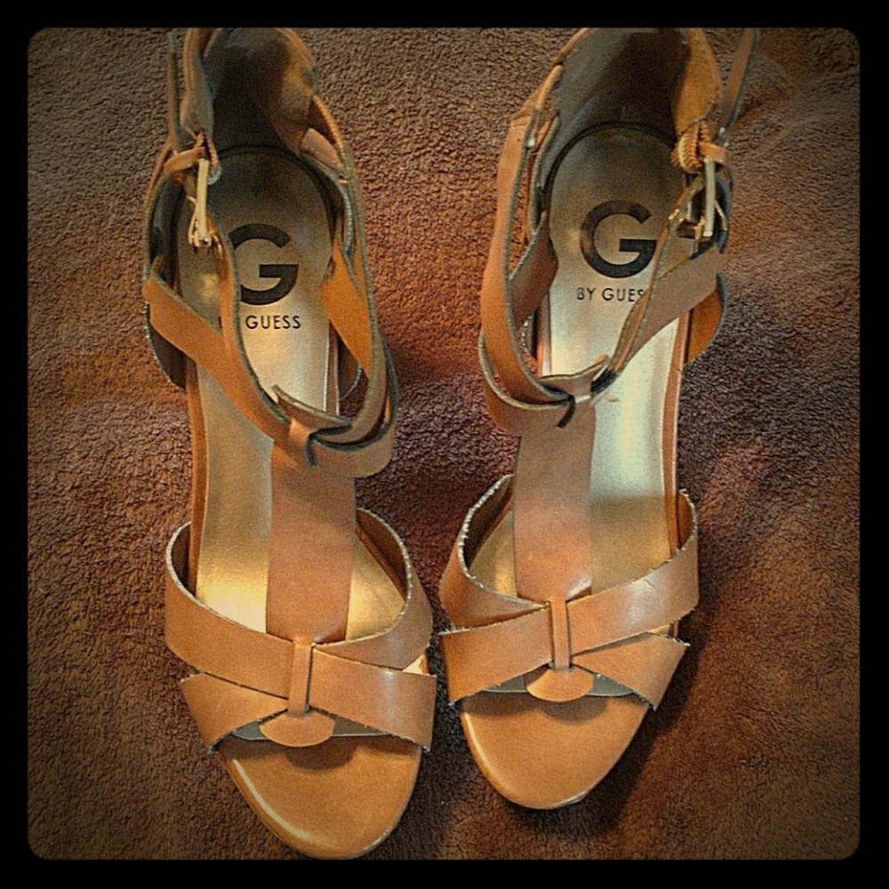 Tan Guess high heels